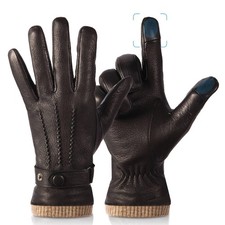 Winter Warm Gloves: Touchscreen Windproof Thermal Sheepskin Mens Leather Glov...