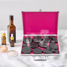 18pcs Hot Stone Basalt Hot Stones Set Massage Natural Hot Rocks with Heater Box