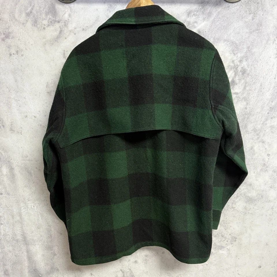 Vintage Woolrich Mackinaw Jacket Green Mens 44 Heavy Wool Hunting Broken Zipper - Image 2 of 4