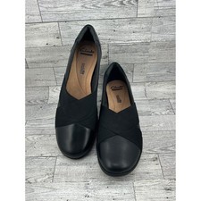 Clarks Collection Medora Jem Women Black Leather Slip On Comfort Shoes Size 8 M