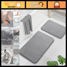 Super Soft Memory Foam Bath Mat Set - 2 Piece Non-Slip Quick Dry Rugs, Machine W