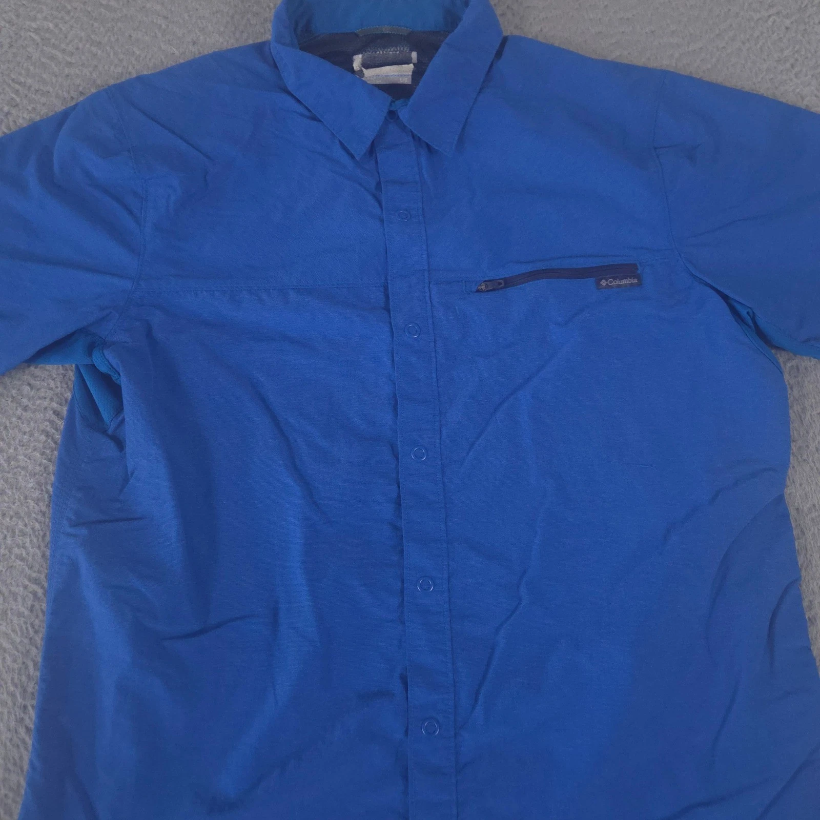 Columbia Shirt Mens Large Blue Omni-Shade Sun Protection Ventilated Hiking PFG