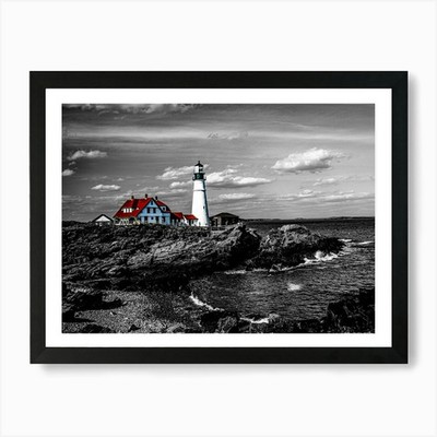 Portland Head Leuchtturm - Selektiv gerahmtes Wandbild Poster Leinwanddruck Bild