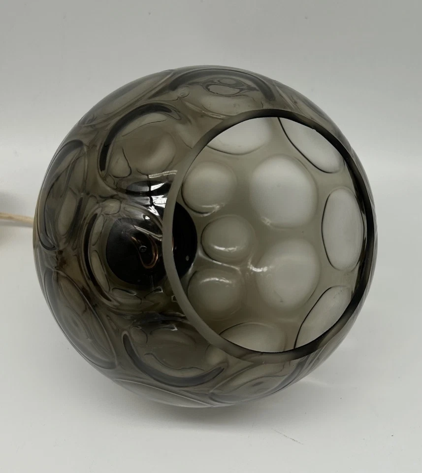 Lampe Suspendue En Verre Fumé Soufflé À La Main Années 1960 1970 Vintage - Photo 4/4