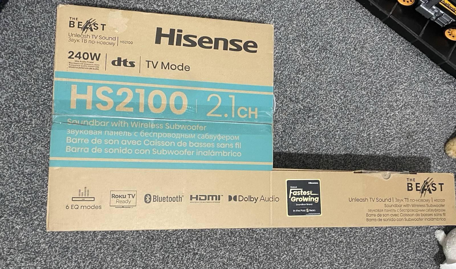Hisense HS2100 2.1ch 240W Soundbar Wireless Sub Bluetooth HDMI Dolby DTS Roku