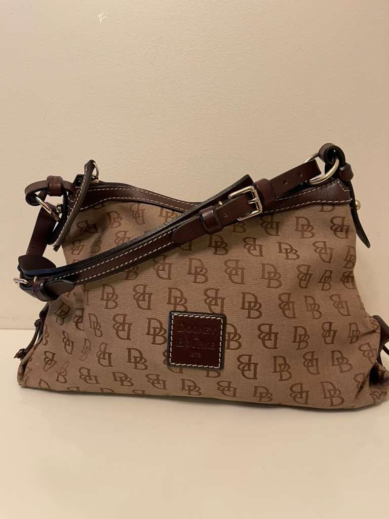 Dooney & Bourke Brown Logo Gretta Slouch Shoulder Bag Purse Vintage