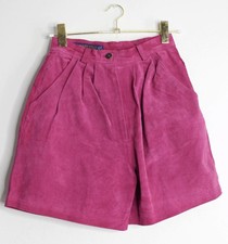 VTG Pink Suede Leather High Waist Pleated Shorts - 6