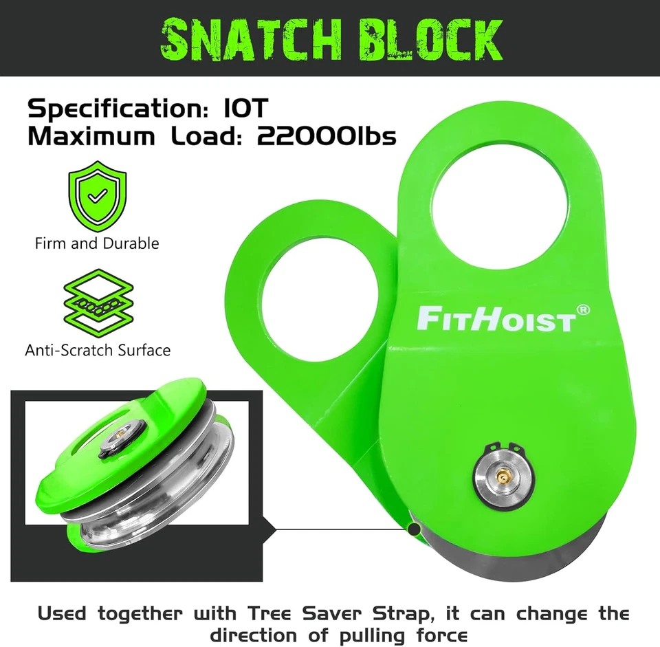 越野恢复套件,Snatch Block 滑轮 10 吨和树保护带 3 英寸 X8' 和 — 第 2/4 张图片