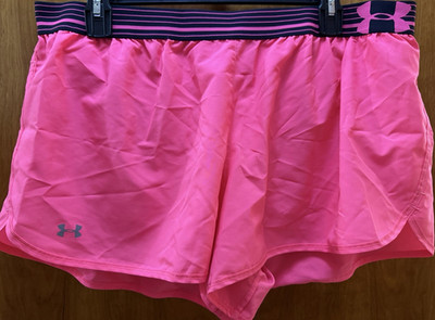 Under Armour Women's Athletic Running Shorts Pink/Black  XL Lightweight