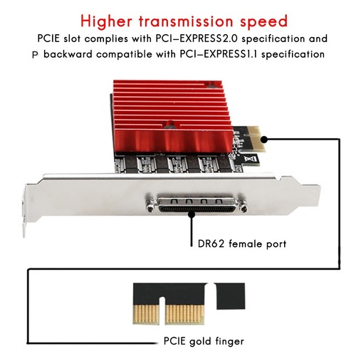 PCIE zu 8-Port RS232 Erweiterung Karte PCI-E 8-Port DB9 Serielle Karte 8-Ch2522 - Photo 3/6