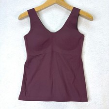 Knix Burgundy Seamless V-Neck Built-in Bra Tank Top Women L Minimalist Smoothing