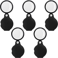 5PCS 10X Pocket Magnifying Glass Small Magnifying Glass with Black Rotating P...