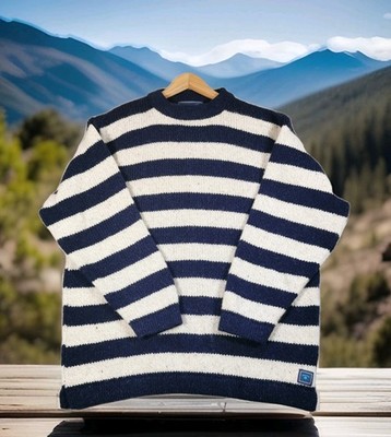 Irelands Eye reine Wolle Seide blau creme gestreift Pullover Damenpullover Gr. M neu mit Etikett