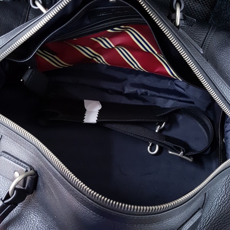 BROOKS BROTHERS Golden Fleece Black Pebbled Leather Weekender