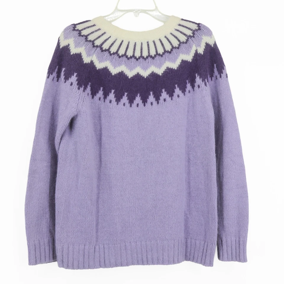 Suéter Vintage Para Mujer Grande Púrpura Fair Isle Nylon Angora Mezcla Lana de Cordero Foto 3 de 4