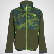 The North Face Boys Fleece Jacket Green Camo Zip Up Size L 14-16