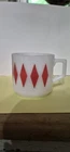 NEAR MINT VINTAGE FIRE KING RED DIAMOND HARLEQUIN STACKING MUG MCM