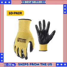 10Pack Large Nitrile Coated Work Gloves Durable Multi-purpose Abrasion Resistant