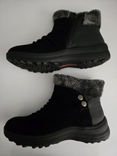 Baretraps Aeron Womens Size 7M Black Suede Boots Faux Fur Collar Stay Dry BTF19