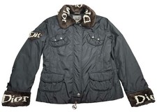 Rare Christian Dior eco fur heart Black winter Jacket 90s Sz 10 see Measurements