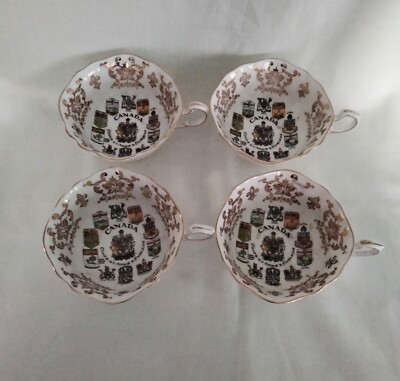 4 Embleme von Kanada Paragon Bone China Wappen Muster Teetassen