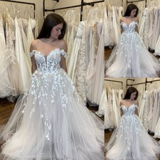 Vintage Off the Shoulder Wedding Dresses A Line Lace Appliques Bridal Gowns