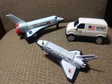 Vintage Plastic Toys of U.S. Space Program NASA Vehicles, Space Shuttle, Van