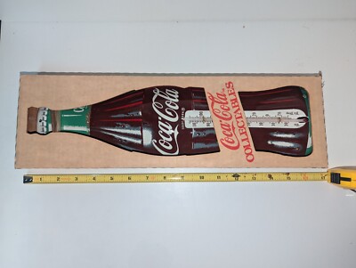 Vintage Coca Cola Soda Bottle Metal Thermometer 17'' x 5'' advertising