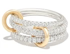 3Ct Round Cut Simulated White Diamond 3--Band Link Ring 14k 2-Tone Gold Plated