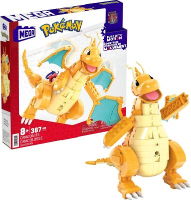 Mattel Pokémon DRAGONITE Bauset MEGA BLOCK Bausteine Klemmsteine Drache Glumanda