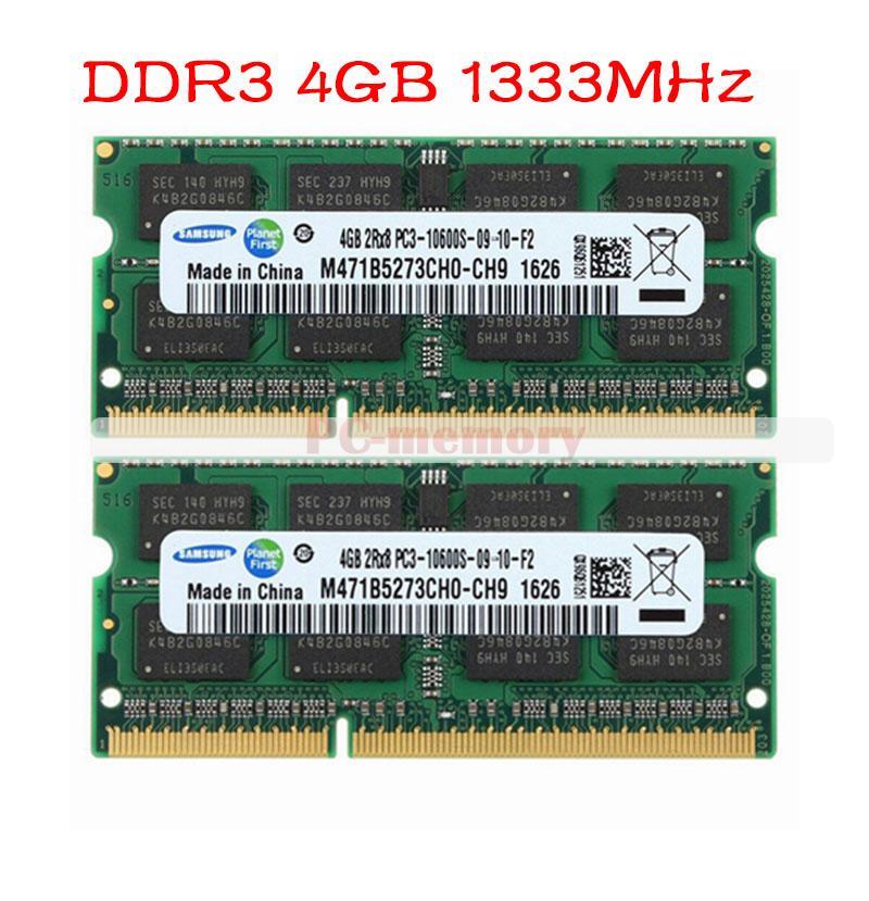 Samsung 8GB 2X 4GB DDR3 2RX8 PC3-10600S 1333 MHz 204pin SO-DIMM
