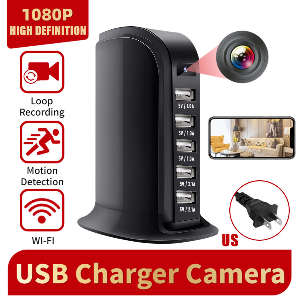 Caméra De Surveillance 4K Déguisée En Chargeur USB 5 Ports - WiFi, Détection Mouvement, Vision à Distance
