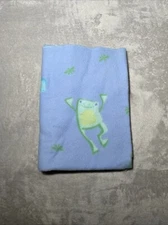 Vintage Carters Blue Fleece Baby Blanket Frog Dragonfly Toad  Security Lovey HTF