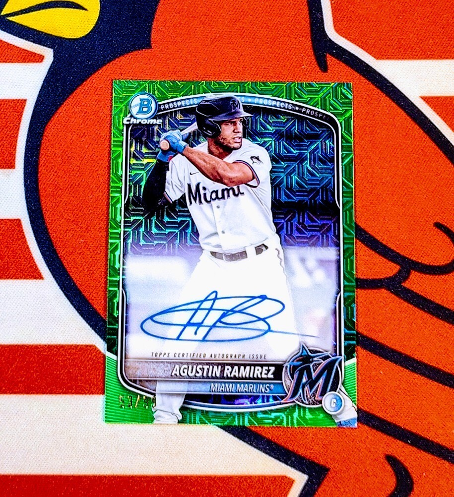 2025 Bowman Chrome Agustin Ramirez Green Mojo Autograph Refractor /99 RC AUTO 🔥