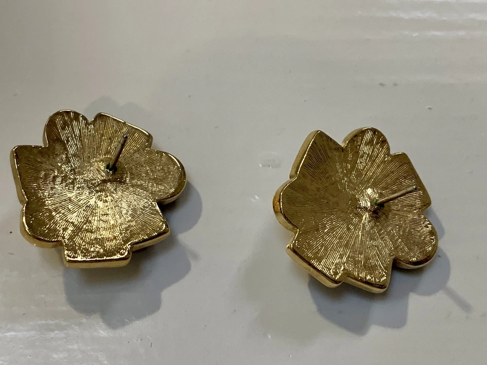 PENDIENTES PERFORADOS VINTAGE AÑOS 80 PIEDRAS MULTICOLORES DORADO ESTILO BIZANTINO Foto 4 de 4