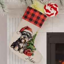 Schnauzer dog Christmas Stocking, Cute dog Xmas Stocking Gift, dog lover gift