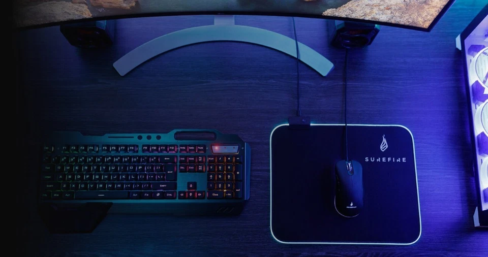 Surefire Gaming 48812 Silent Flight RGB-320, Gaming MousePad ILLUMINATO, Nero - Immagine 3 di 4