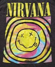 Nirvana Tie Dye Smiley Graphic Band Tee  Large 