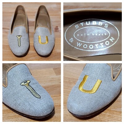 Stubbs & Wootten Palm Beach Limited Edition Linen Loafers Screw You Women's 7.5