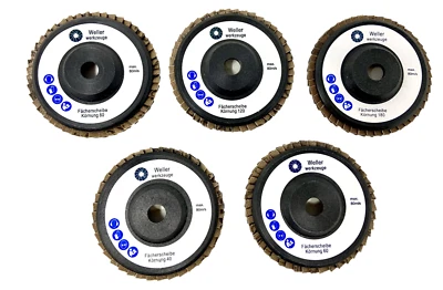 WELLER WERKZEUGE Fächerscheiben Set 76x10mm 10,8-12V für mini Akku Winkelschleifer wie Boch GWS