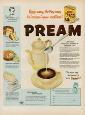 1954 Pream Coffee Cream Frosting Dressings Gravy Vintage Old Print Ad Non Dairy