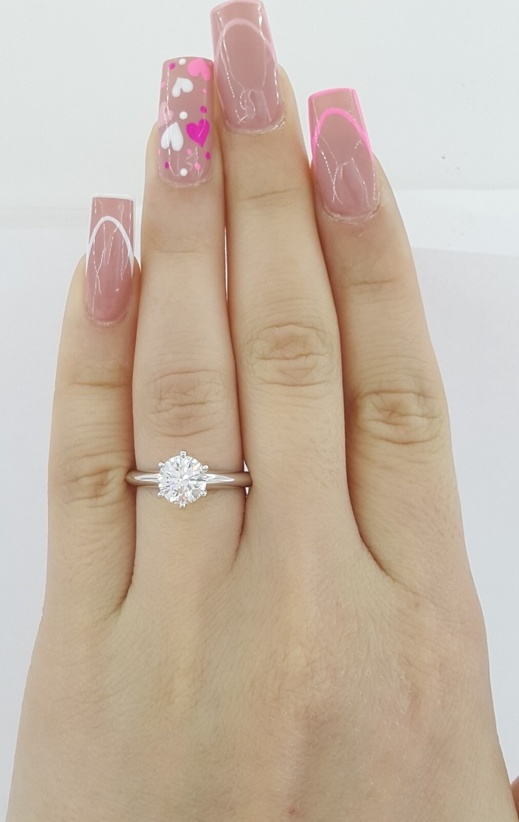 Tiffany & Co Round Diamond Solitaire Engagement Ring 1.17 ct H