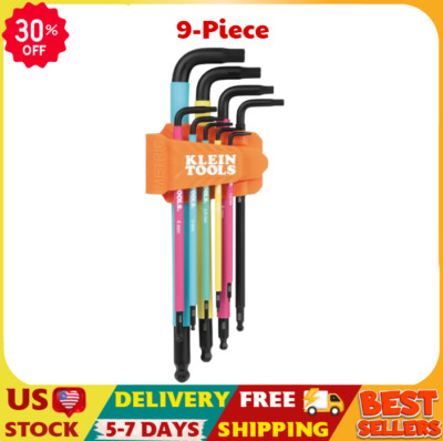 Klein Tools BLS9M 9-Piece Metric Ball End Hex Key Set: Color-Coded, Extra-Long