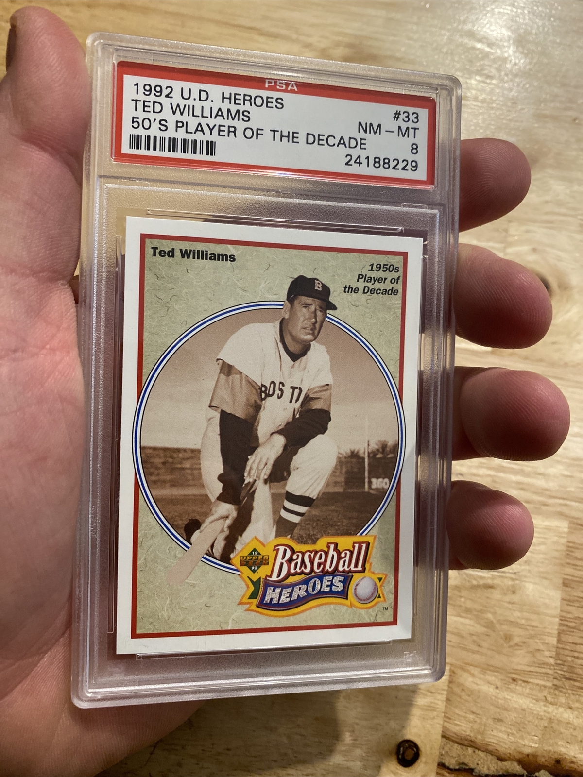Ted Williams PSA 8 Vintage Baseball Card 1992 Upper Deck Boston Red Sox MLB HOF view 12
