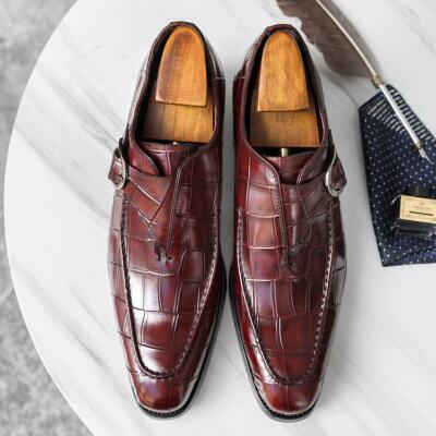 Buckle Business Pointy Toe Formal Dress Mens Crocodile Print Buckle Business Pointy Toe Formal Dress Mens Crocodile Print