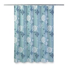 Just for Bath Shower Curtain "Let it Snow" Snowflakes - Blue