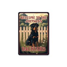 Custom Family Rottweiler K9 Backyard Welcome To Sign