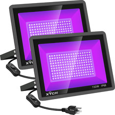 2 Pack 150W LED Black Light, Blacklight Flood Light with Plug, IP66 Waterproof B