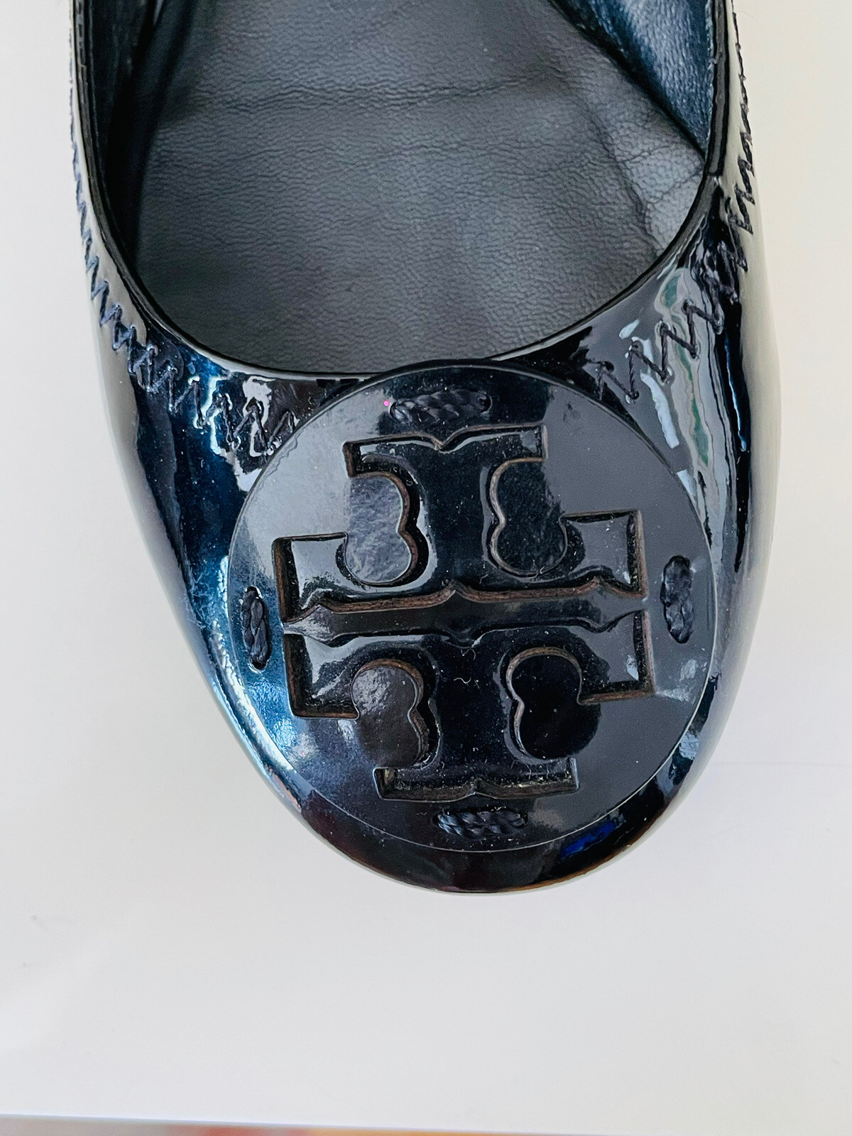 TORY BURCH REVA BALLET FLATS BLACK PATENT LEATHER SHO… Gem