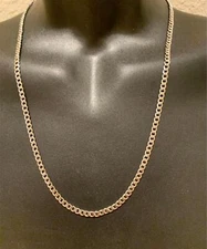 34 INCH 4MM STAINLESS STEEL SILVER  CUBAN CURB NECKLACE-USA SELLER